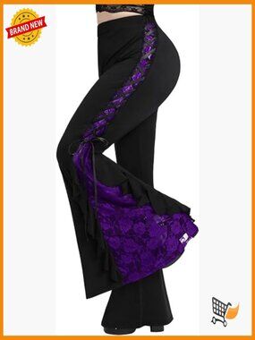 Plus Size Bell Bottom Flare Pants Gothic High Waisted Wide Leg